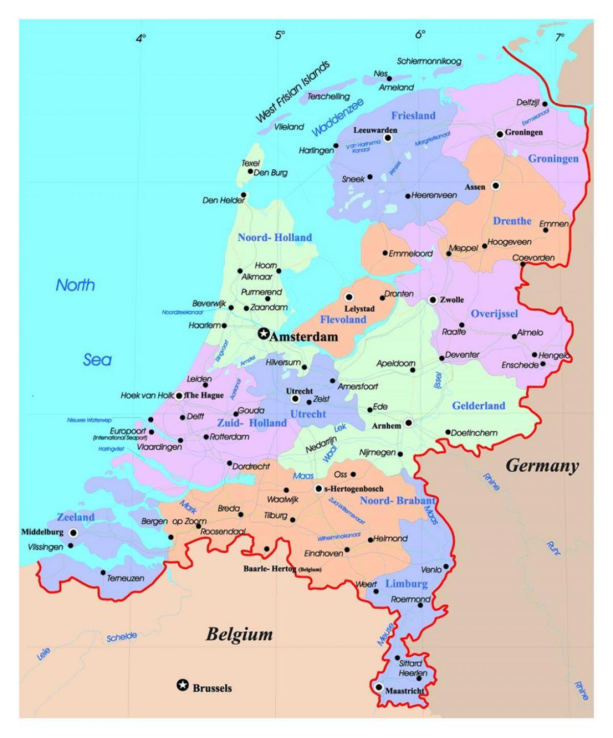 Carte Des Pays Bas Hollande Sur La Carte Europe De L